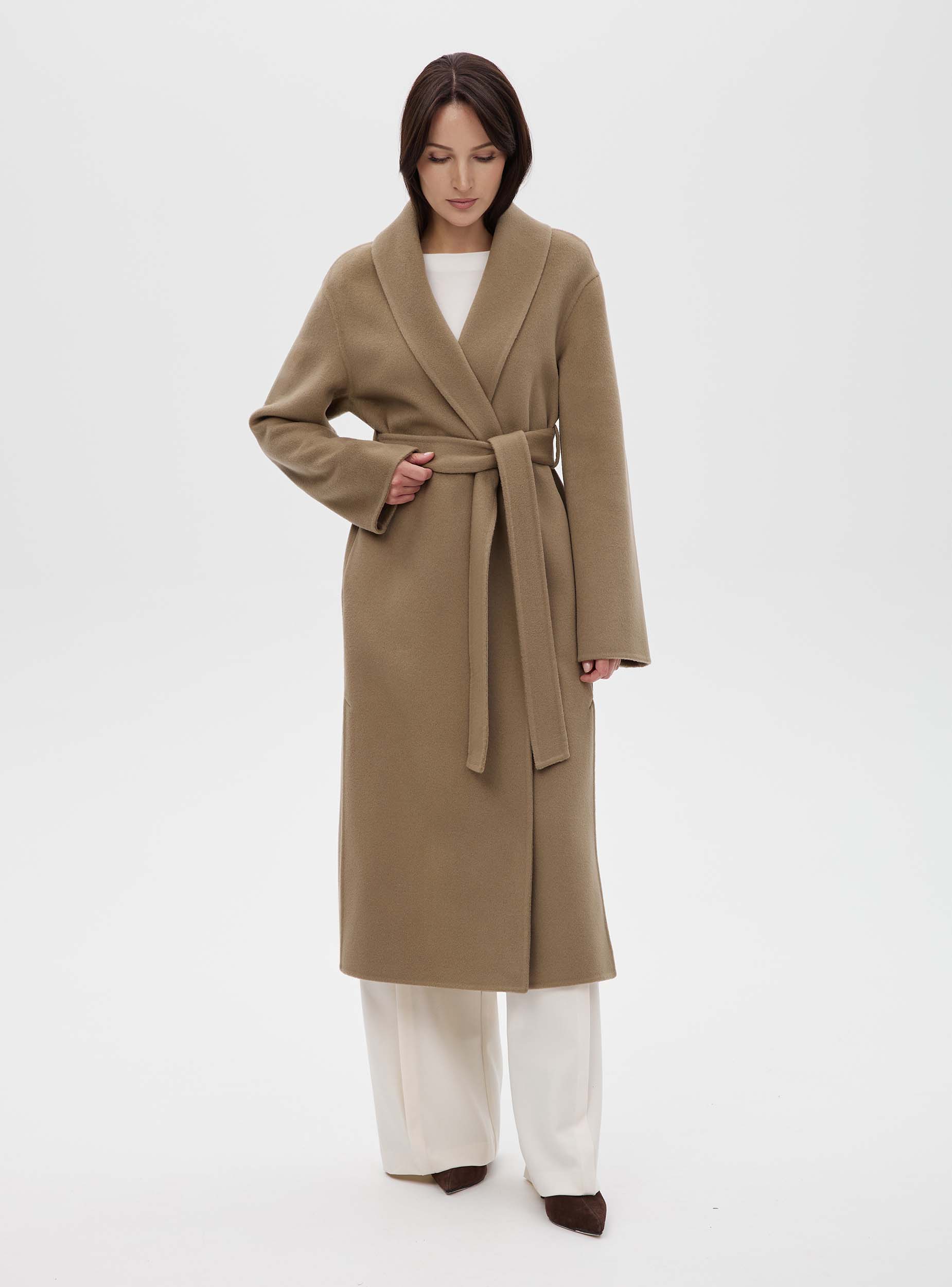 Пальто с воротником шалька double coat